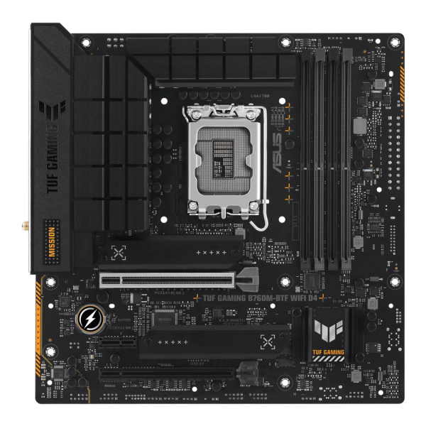 Материнская плата ASUS TUF GAMING B760M-BTF WIFI D4 LGA1700 mATX 4xDDR4 2xPCIEx16 PCIEx1 3xM.2 DP HDMI 2.5GLAN WiFi 6