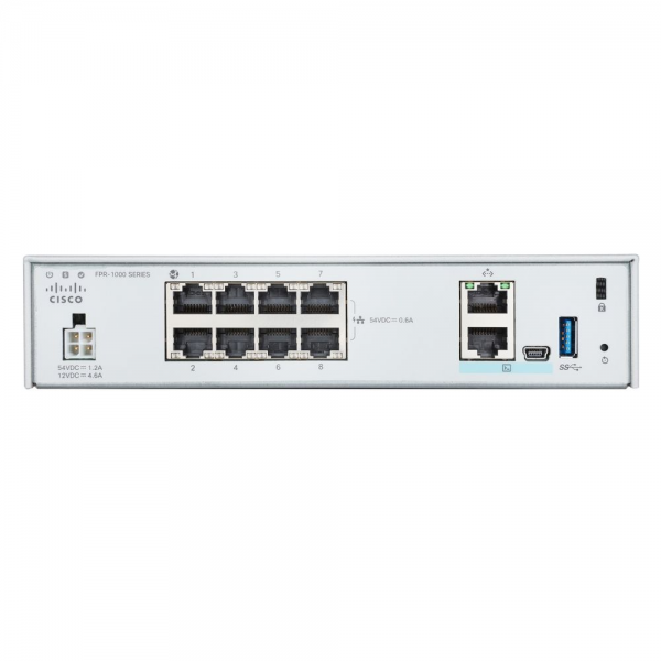 Межсетевой экран CISCO Firepower 1010 NGFW Appliance Firewall, 8x 1GbE RJ-45, ASA Software, FW 890Mbps, TSL, VPN Peers 75, IPSEC 400 Mbps, FPR1010-ASA-K9