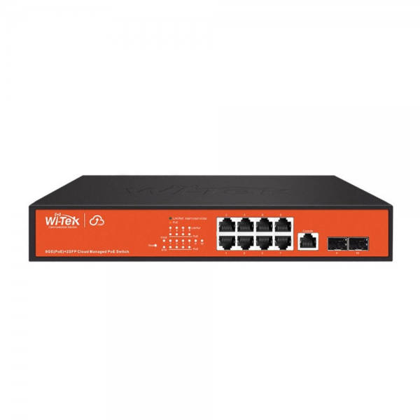 Коммутатор Wi-Tek WI-PCMS310GF  8х10/100/1000 Мбит/с RJ45, 2хSFP1000 Мбит/с, PoE