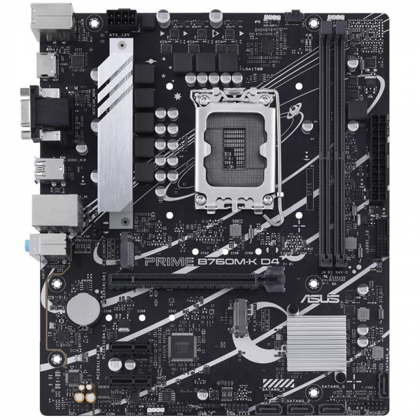 Материнская плата ASUS PRIME B760M-K D4 LGA1700 mATX 2xDDR4 PCIEx16 2xPCIEx1 2xM.2 HDMI VGA 2.5GLAN