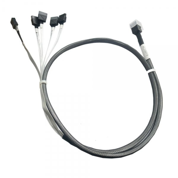 Кабель DiliVing DLHS36-0439  HDmSAS (SFF8643) -to- 4*SATA +SideBand, metall lockers, SAS2.1 (6G), 75cm