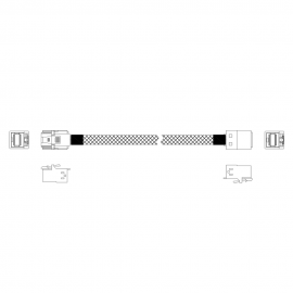 Кабель Miradeed MD-6715027, HDmSAS SFF8643 -to- HDmSAS SFF8643 , SAS 3.0 (12G), 85 Ohm, 100cm