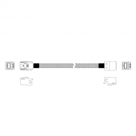 Кабель Miradeed  MD-6715028, HDmSAS SFF8643 -to- HDmSAS SFF8643 + SideBand , SAS 3.0 (12G), 85 Ohm, 80cm
