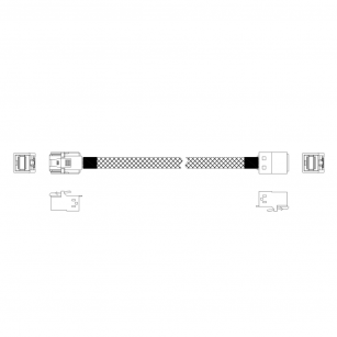 Кабель Miradeed  MD-6715028, HDmSAS SFF8643 -to- HDmSAS SFF8643 + SideBand , SAS 3.0 (12G), 85 Ohm, 80cm