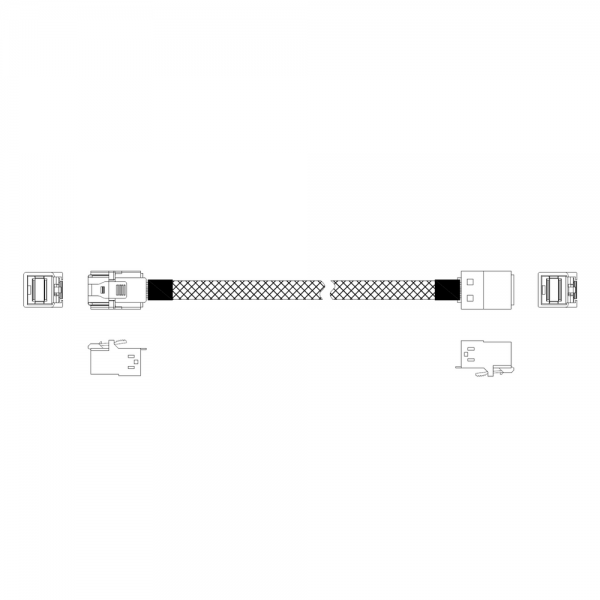 Кабель Miradeed  MD-6715028, HDmSAS SFF8643 -to- HDmSAS SFF8643 + SideBand , SAS 3.0 (12G), 85 Ohm, 80cm