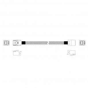Кабель Miradeed  MD-6715029, HDmSAS SFF8643 -to- HDmSAS SFF8643 + SideBand , SAS 3.0 (12G), 85 Ohm, 60cm