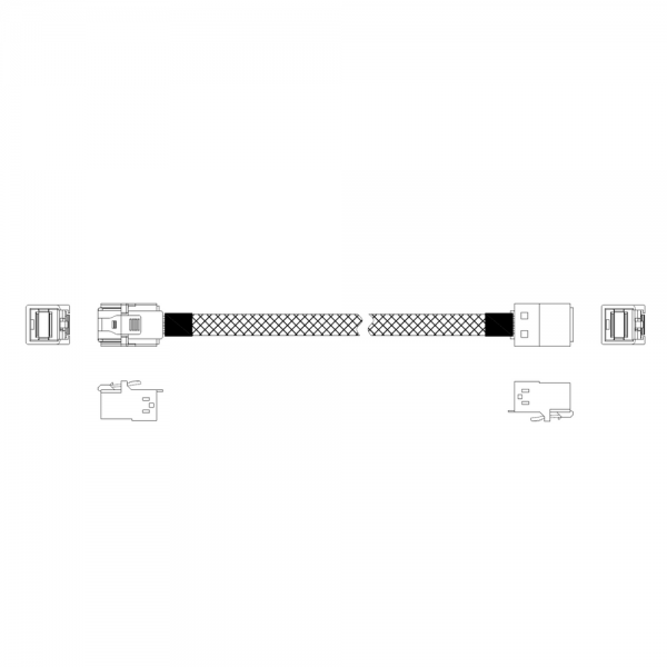 Кабель Miradeed  MD-6715029, HDmSAS SFF8643 -to- HDmSAS SFF8643 + SideBand , SAS 3.0 (12G), 85 Ohm, 60cm