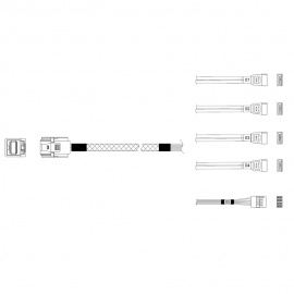 Кабель Miradeed  MD-6715031, HDmSAS SFF8643 -to- 4*SATA + SideBand, 12G, 85 Ohm, 80cm
