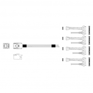 Кабель Miradeed  MD-6715033,  HDmSAS SFF8643 -to- 4*SAS SFF8482 , 12G, 85 Ohm, 100cm