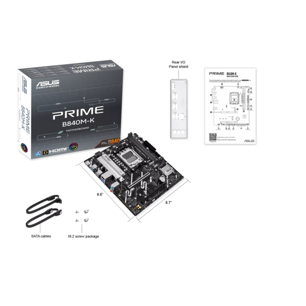 Материнская плата ASUS PRIME B840M-K AM5 mATX 2xDDR5 2xPCIEx16 2xM.2 HDMI 2.5GLAN