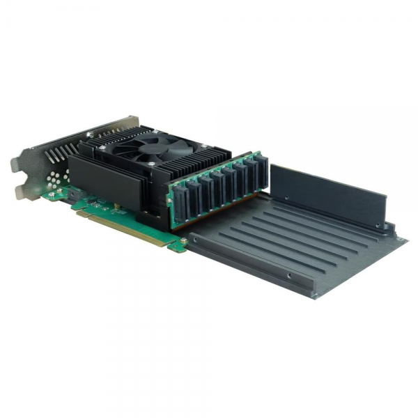 Плата расширения HighPoint SSD7749M2,  PCIe 4.0 x16, Ports: 16x M.2 (2242/2260/2280), Board: Double Width, Full Height, Full Length, Bootable, RAID: 0,1,10   ADD IN CARD