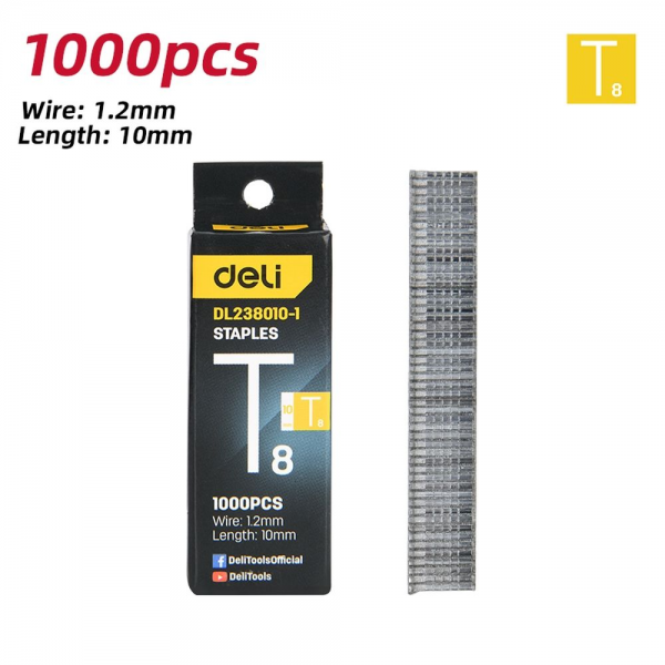 Набор скоб для степлера 1000 шт (Тип T) Deli DL238010-1 (10 х 1,2мм)