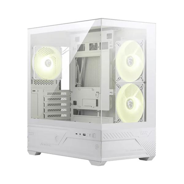 Корпус для ПК MSI MAG PANO M110R WHITE , Micro-ATX, 1xUSB 3.2 Gen 1, 1xUSB 3.2 Gen2x2 Type-C, 2x140mm, ARGB Reverse Blade Fan, 1x120mm ARGB Fan, ARGB+PWM Control Board, TG