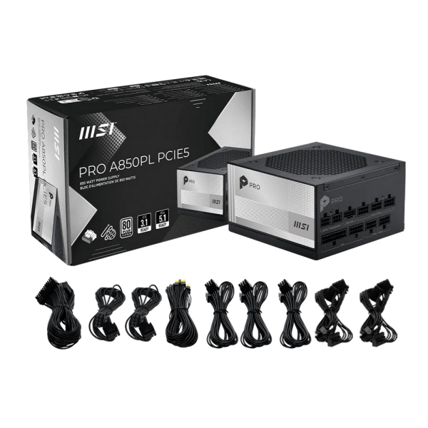 Блок питания ПК MSI PRO A850PL PCIE5 850W, 80+ Platinum, полностью модульный, ATX 3.1, PCIE5.1, RTL