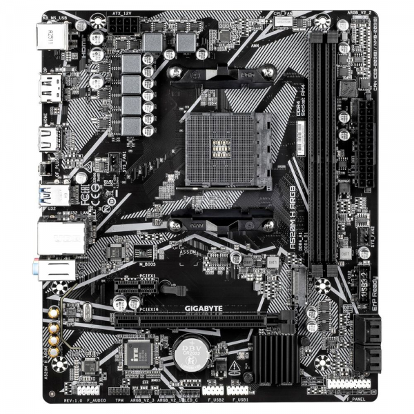 Материнская плата Gigabyte A520M H ARGB A520, AM4, 2*DDR4, 1*PCIEx16, 1*PCIEx1, 1*M.2, 6*USB3.2Gen1, 6*USB2.0, 4*SATA3.0, 1G, DP, HDMI, M-ATX, RTL