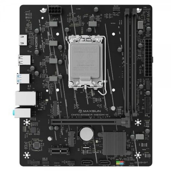 Материнская плата Maxsun MS-Challenger H610M-H V1 H610, LGA1700, 2*DDR4, 1*PCIEx16, 1*PCIEx1, 1*M.2, 4*USB3.2Gen1, 6*USB2.0, 2*SATA3.0, 1G, HDMI, M-ATX, RTL