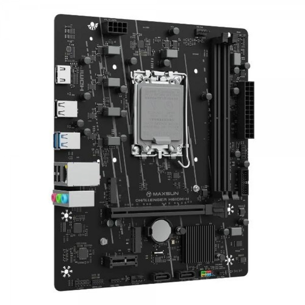 Материнская плата Maxsun MS-Challenger H610M-H V1 H610, LGA1700, 2*DDR4, 1*PCIEx16, 1*PCIEx1, 1*M.2, 4*USB3.2Gen1, 6*USB2.0, 2*SATA3.0, 1G, HDMI, M-ATX, RTL