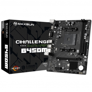 Материнская плата Maxsun MS-Challenger B450M AM4, B450, 2xDDR4, 1*PCIEx16, 1*PCIEx1, 1*M.2, 4*USB3.2Gen1, 4*USB2.0, 4*SATA3.0, 1G, VGA, HDMI, M-ATX, RTL