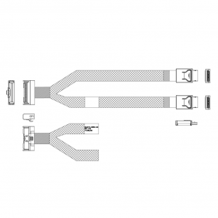 Кабель DiliVing DLMC74-6658  Cable MCIO x8 74P (прямой)  -TO-  2x OCuLink x4 42P (прямой) , 85 Ohm, PCIe 4.0, L:80cm (CMC11)
