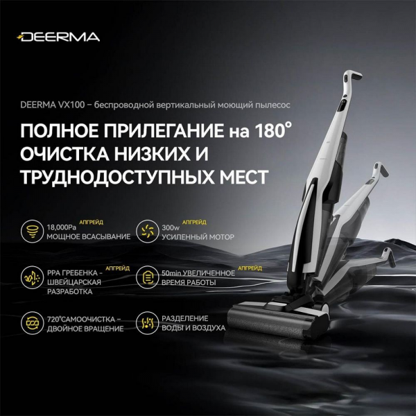 Моющий беспроводной вертикальный пылесос DEERMA DEM-VX100 (VXPD141)