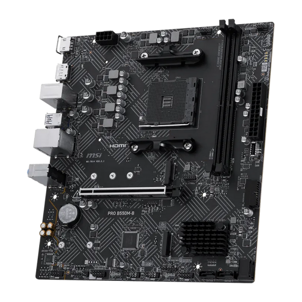Материнская плата MSI PRO B550M-B B550, AM4, 2*DDR4, 1*PCIEx16, 2*M.2, 1*TypeC, 6*USB3.2 Gen1, 6*USB2.0,  4*SATA3, 1G, DP, HDMI, M-ATX, RTL