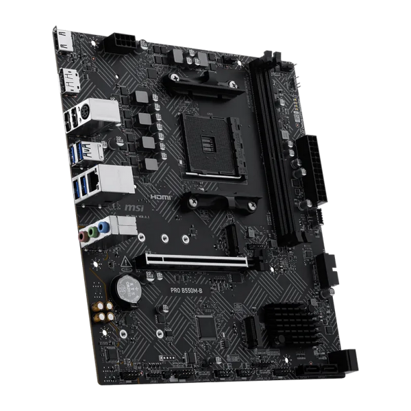Материнская плата MSI PRO B550M-B B550, AM4, 2*DDR4, 1*PCIEx16, 2*M.2, 1*TypeC, 6*USB3.2 Gen1, 6*USB2.0,  4*SATA3, 1G, DP, HDMI, M-ATX, RTL