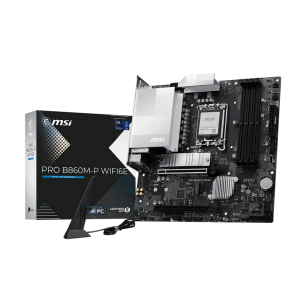 Материнская плата MSI PRO B860M-P WIFI6E B860, LGA1851, 4*DDR5, 2*PCIEx16, 2*M.2, 1*TypeC, 5*USB3.2Gen1, 6*USB2.0, 4*SATA3, 2.5G, VGA, DP, HDMI, M-ATX, RTL