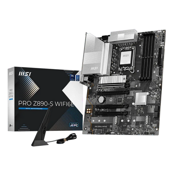 Материнская плата MSI PRO Z890-S WIFI6E Z890, LGA1851, 4*DDR5, 4*PCIEx16, 3*M.2, 2*TypeC, 8*USB3.2 Gen1, 4*USB2.0,  4*SATA3, 2.5G, DP, HDMI, ATX, RTL
