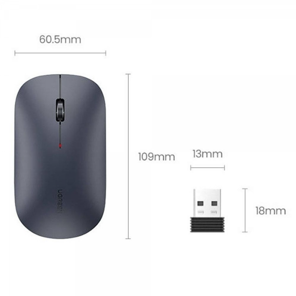 Беспроводная компьютерная мышь UGREEN MU001 (90374) Portable Wireless Mouse. Цвет: зеленый  Цвет: розовый