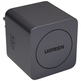 Сетевое зарядное устройство с выдвижным кабелем UGREEN X614 (65822) 45W GaN Fast Charger USB-C&USB-A with Retractable Cable USB-C. Цвет: серый космос