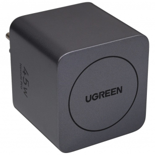 Сетевое зарядное устройство с выдвижным кабелем UGREEN X614 (65822) 45W GaN Fast Charger USB-C&USB-A with Retractable Cable USB-C. Цвет: серый космос