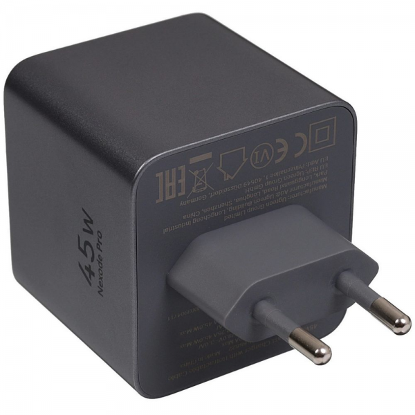 Сетевое зарядное устройство с выдвижным кабелем UGREEN X614 (65822) 45W GaN Fast Charger USB-C&USB-A with Retractable Cable USB-C. Цвет: серый космос