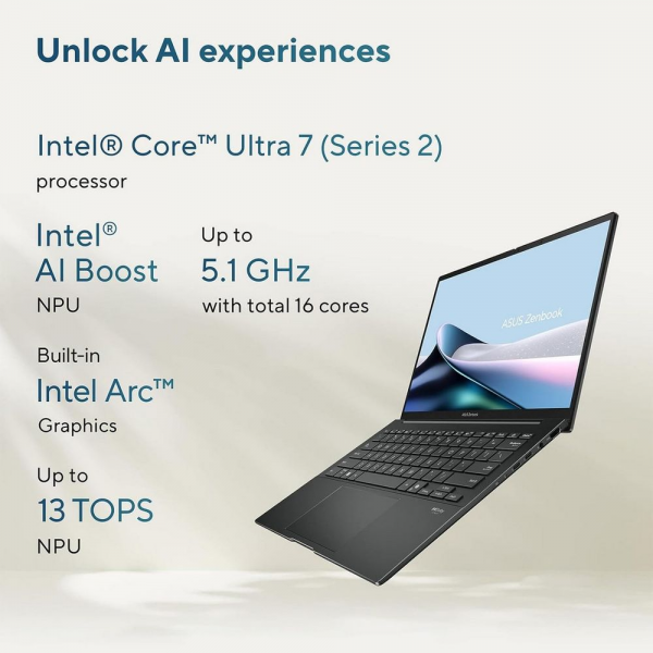 Ноутбук ASUS Zenbook 14 UX3405CA-U7512 Intel Core Ultra 7 255H/16Gb (soldered D5)/SSD512Gb/UMA/14