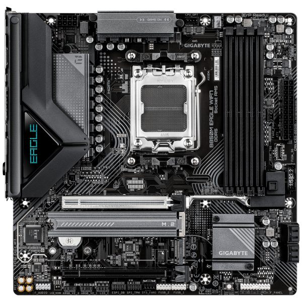 Материнская плата Gigabyte B850M EAGLE WIFI7 B850, AM5, 4xDDR5, 2*PCIEx16, 2*M.2, 2*TypeC, 1*USB3.2Gen2, 4*USB3.2Gen1, 8*USB2.0, 4*SATA3.0, 2.5G, 2*DP, HDMI, M-ATX, RTL