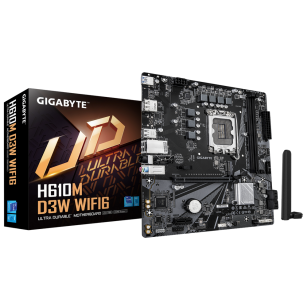 Материнская плата Gigabyte H610M D3W WIFI6 H610, LGA1700, 2*DDR5, 1*PCIEx16, 1*PCIEx1, 1*M.2, 1*TypeC, 3*USB3.2Gen1, 6*USB2.0, 4*SATA3.0, 1G, DP, HDMI, M-ATX, RTL