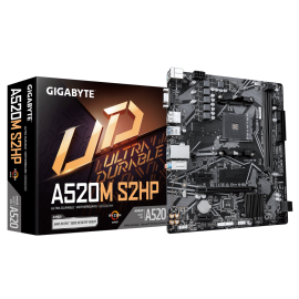 Материнская плата Gigabyte A520M S2HP A520, AM4, 2*DDR4, 1*PCIEx16, 2*PCIEx1, 1*M.2, 6*USB3.2Gen1, 8*USB2.0, 4*SATA3.0, 1G, VGA, DP, HDMI, M-ATX, RTL