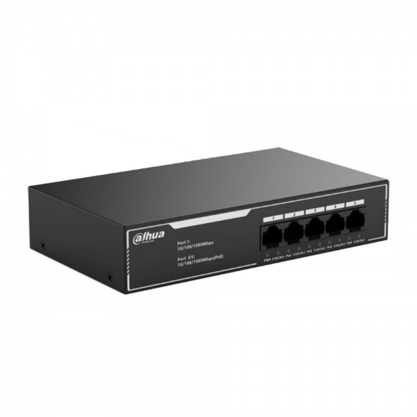 Коммутатор Dahua Bad Pack 5-port Gigabit RJ45 4-port PoE Switch, 36W, Metal case  bp