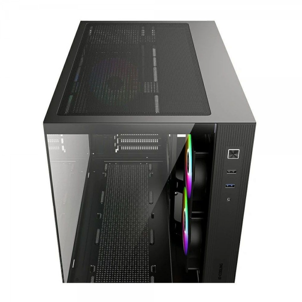 Корпус Case ID-Cooling VIEW 500 ARGB Black mATX/win TG/3 fans/Gen2 Type C/CPU 162mm/GPU 407mm/no PSU