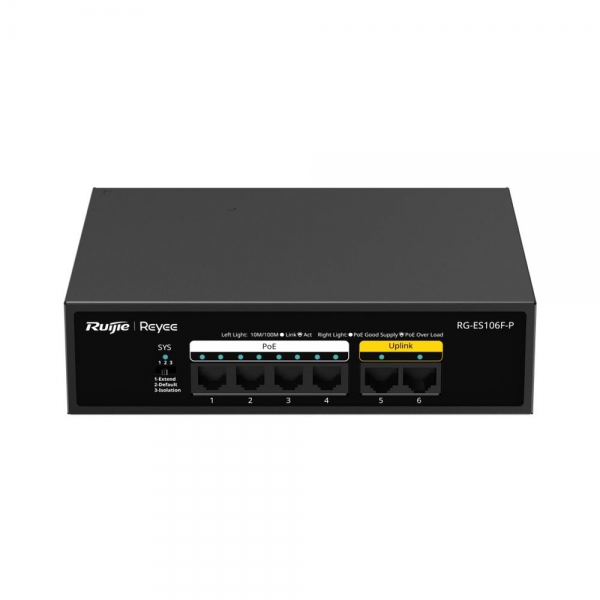 PoE Коммутатор Ruijie/ Reyee RG-ES106F-P