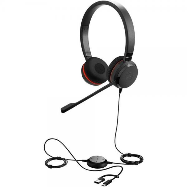 Проводная гарнитура Jabra Evolve 20 SE, Stereo MS, USB C/A adapter, Leather (PN:4999-823-369)
