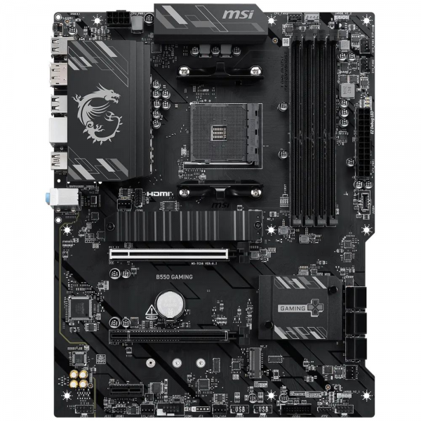 Материнская плата MSI B550 GAMING B550, AM4, 4*DDR4, 2*PCIEx16, 1*PCIEx1, 2*M.2, 2*TypeC, 1*USB3.2Gen2, 4*USB3.2Gen1, 8*USB2.0, 6*SATA3.0, 1G, DP, HDMI, ATX, RTL
