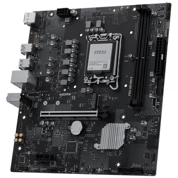 Материнская плата MSI PRO H810M-E H810, LGA1851, 2*DDR5, 1*PCIEx16, 1*PCIEx1, 1*M.2, 1*TypeC, 4*USB3.2 Gen1, 8*USB2.0,  4*SATA3, 2.5G, DP, HDMI, M-ATX, RTL