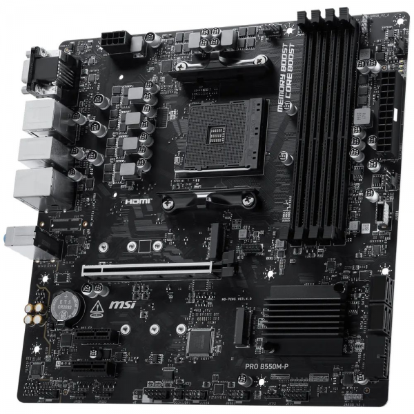 Материнская плата MSI PRO B550M-P B550, AM4, 4*DDR4, 1*PCIEx16, 2xPCIEx1, 2*M.2, 6*USB3.2 Gen1, 6*USB2.0,  4*SATA3, 1G, VGA, DP, HDMI, M-ATX, RTL
