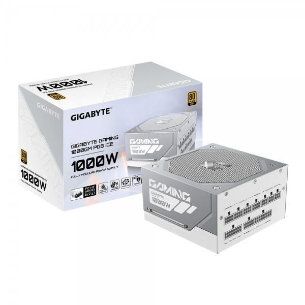 Блок питания ПК Gigabyte GP-GME1000GM PG5 ICE/PSU 1000W 1000W, Белый, 80Plus, Platinum, Полностью модульный, PCIe Gen 5.1, ATX 3.1 compatible.