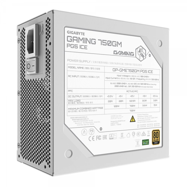 Блок питания ПК Gigabyte GME750GM PG5 ICE 750W, Белый, 80Plus, Platinum, Полностью модульный, PCIe Gen 5.1, ATX 3.1 compatible.