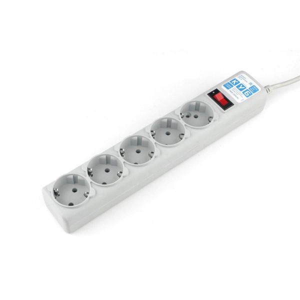 Фильтр-удлинитель Power Cube SPG-B-6 5 розеток, серый, 1.9 м, 10 А/2,2 кВт, 3*0.75 мм²