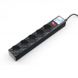 Фильтр-удлинитель Power Cube SPG5-C2 5 розеток, черный, 1.9 м, 10 А/2,2 кВт, 3*0.75 мм²