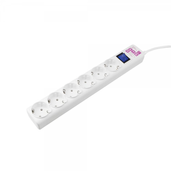 Фильтр-удлинитель Power Cube SPG6-16-0,5M 6 розеток, белый, 0.5м, 16А/3,5 кВт, 3*1мм²