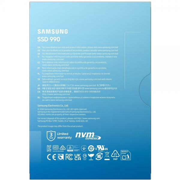Твердотельный накопитель SSD M.2 2280 1TB Samsung 990 EVO NVMe 2.0, PCIe 4.0 x4,  TLC 3D NAND, 7150R/6450W MB/s