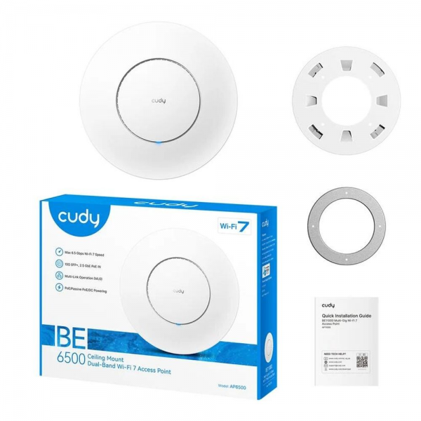 Точка доступа Wi-Fi CUDY AP6500 BE6500 Wi-Fi 7 2.5G Access Point with 10G SFP+